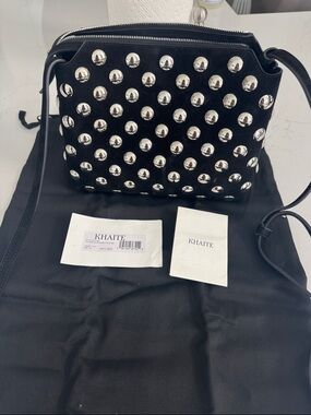 Authentic KHAITE Black Lina Medium Crossbody Bag Silver Studs